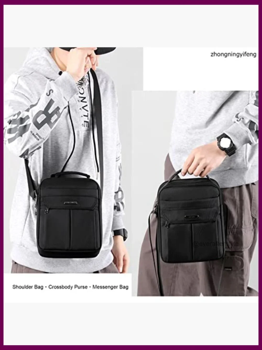 Men's Nylon Messenger Bag Crossbody Shoulder Bag Waterproof Casual Work Travel
